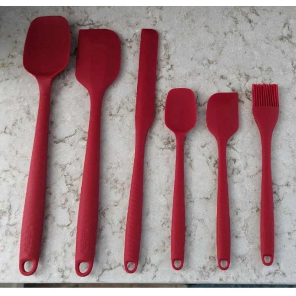 6 Heat Resistant Red Food Scraper Nonstick Cookware Kitchen for Baking